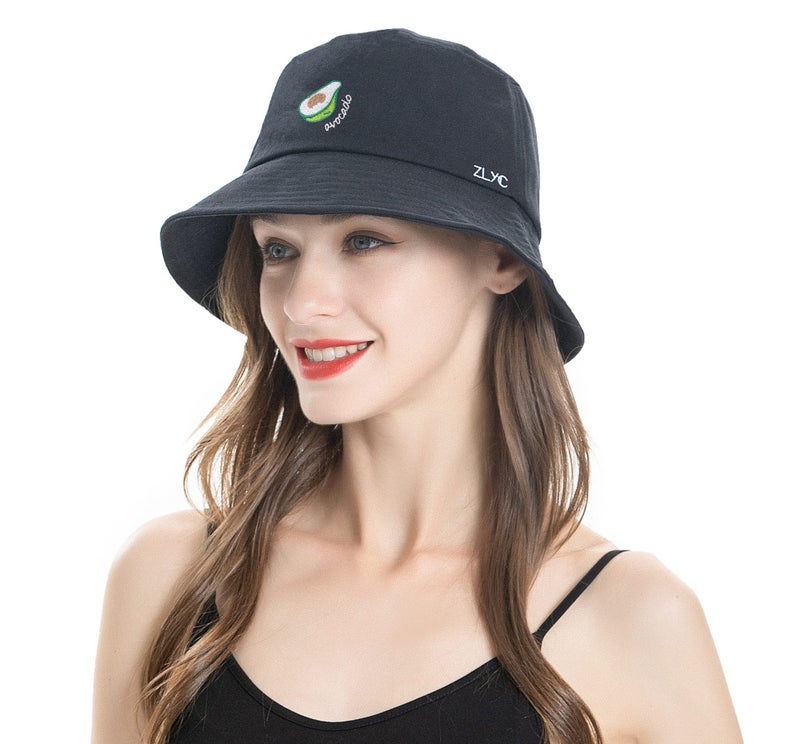 ZLYC Unisex Fashion Embroidered Bucket Hat Summer Fisherman Cap for Men Women Teens (Black Avocado) - Image 3