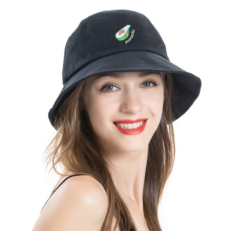 ZLYC Unisex Fashion Embroidered Bucket Hat Summer Fisherman Cap for Men Women Teens (Black Avocado) - Image 2