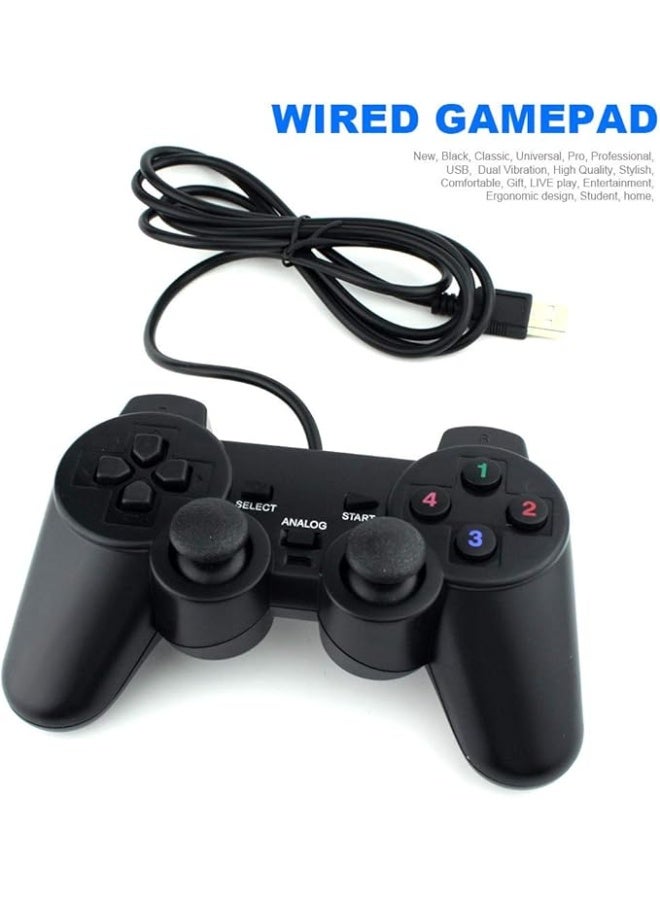 Terabyte وحدة تحكم ألعاب USB جويستيك [محركات اهتزاز مزدوجة] لجهاز الكمبيوتر المحمول (أسود) - Image 3