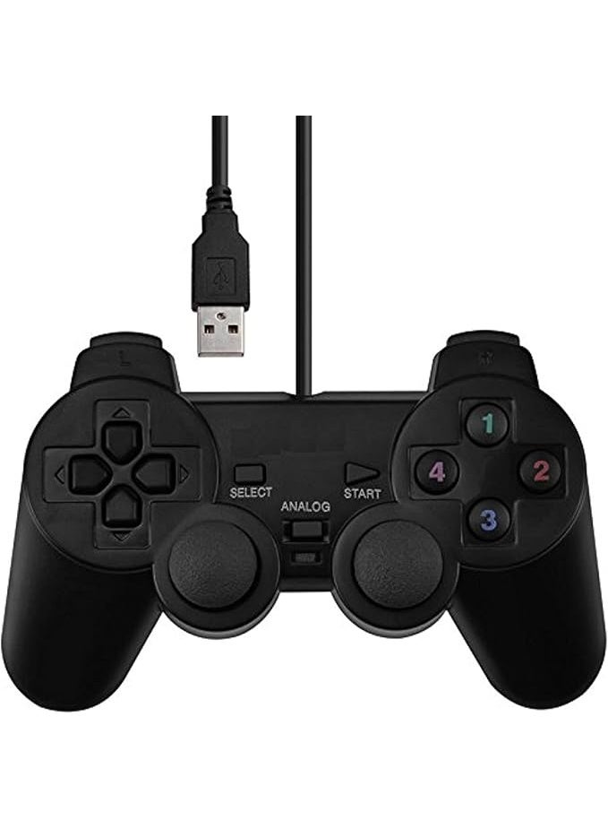 Terabyte وحدة تحكم ألعاب USB جويستيك [محركات اهتزاز مزدوجة] لجهاز الكمبيوتر المحمول (أسود) - Image 1