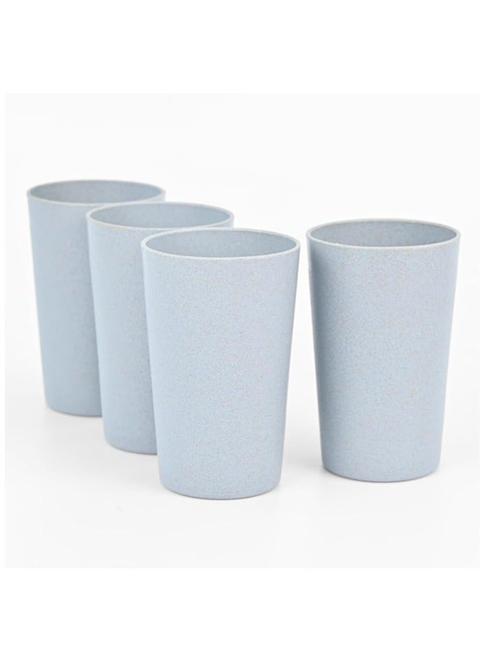 FRENVI Frosted Tumbler 270 ml Set of 4 | Made with Rice Husk & Bamboo Fibers | Microwave Safe Tumblers | Azur Grey - Image 1