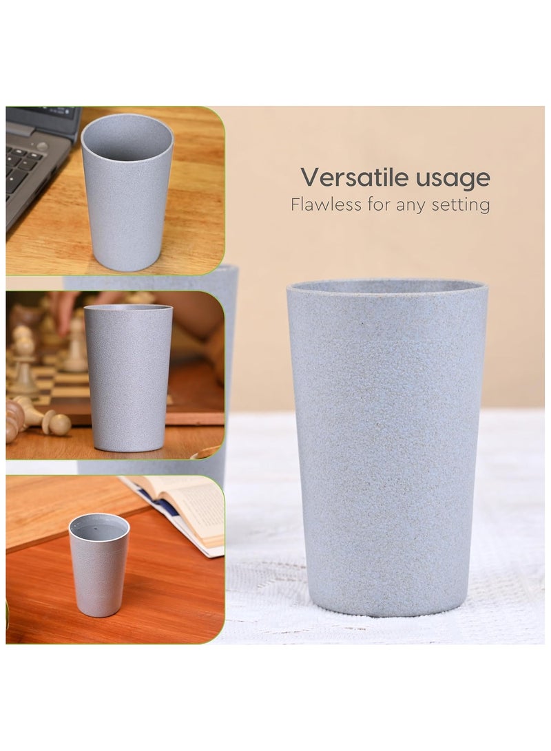 FRENVI Frosted Tumbler 270 ml Set of 4 | Made with Rice Husk & Bamboo Fibers | Microwave Safe Tumblers | Azur Grey - Image 3