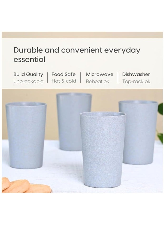 FRENVI Frosted Tumbler 270 ml Set of 4 | Made with Rice Husk & Bamboo Fibers | Microwave Safe Tumblers | Azur Grey - Image 4