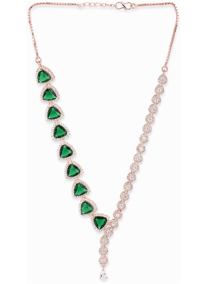 CZ Rose Gold Plated Pearl Brass Necklace Set with Green Stone - pzsku/Z257AD654D92E6A9F9495Z/45/_/1727689537/cfb47b84-daf6-4a07-9dcd-9fe1fc525e63