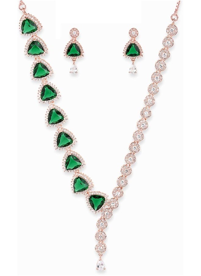 CZ Rose Gold Plated Pearl Brass Necklace Set with Green Stone - pzsku/Z257AD654D92E6A9F9495Z/45/_/1727689549/0dd45aff-c5df-4556-9a92-7b5b17dd334c