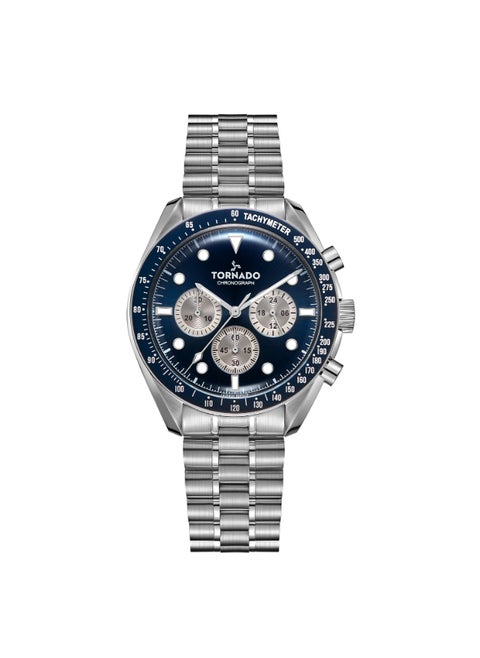 Cosmic Chrono Men's Blue Sunray Dial With White Color Circular Pattern Chrono Eyes Dial Chronograph Wrist Watch - T22103-SBSN