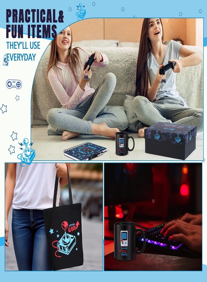 Pickmesh 8 Pcs Gamer Gifts Set Include Spiral Notebook Gamers Canvas Tote Bag 12 oz Gamers Mug Keychain Socks Pen Card Box Christmas Gifts for Teen Teenage Boys Boyfriend Men Birthday Gamer Gift Idea - Image 4