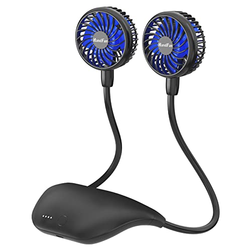 HandFan 10000mAh Neck Fan, 360° Rotation Hands Free Portable Fans for your Neck, 48h Lasting Rechargeable Battery Operated Wearable Necklace Personal Cool Fans for Travel/Disney/Sports/Cycling/Hiking - Image 1