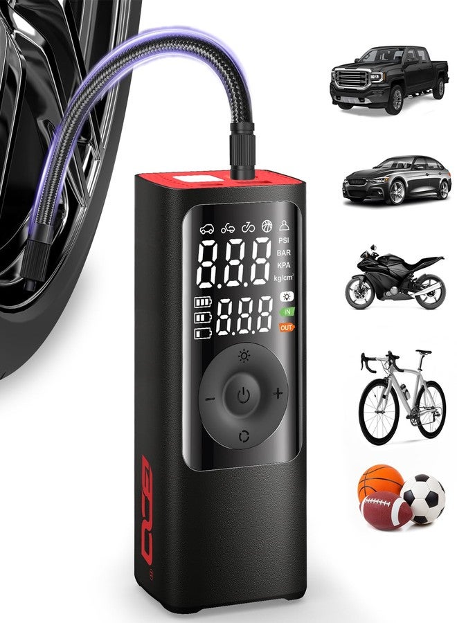 BDO Tire Inflator - Portable Air Compressor, 2.5X Faster 150PSI Cordless Tire Inflator, Tire Air Pump with Dual LCD Display, Auto-Shutoff, Air Compressor for Car, Motorcycle, Bike, Ball（Black） - Image 1