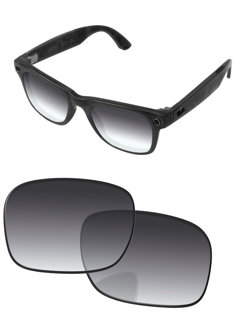PapaViva Replacement Lenses for RayBan Meta Wayfarer RW4006 RW4012 50mm AI Glasses Gray Gradient Nonpolarized - Image 2