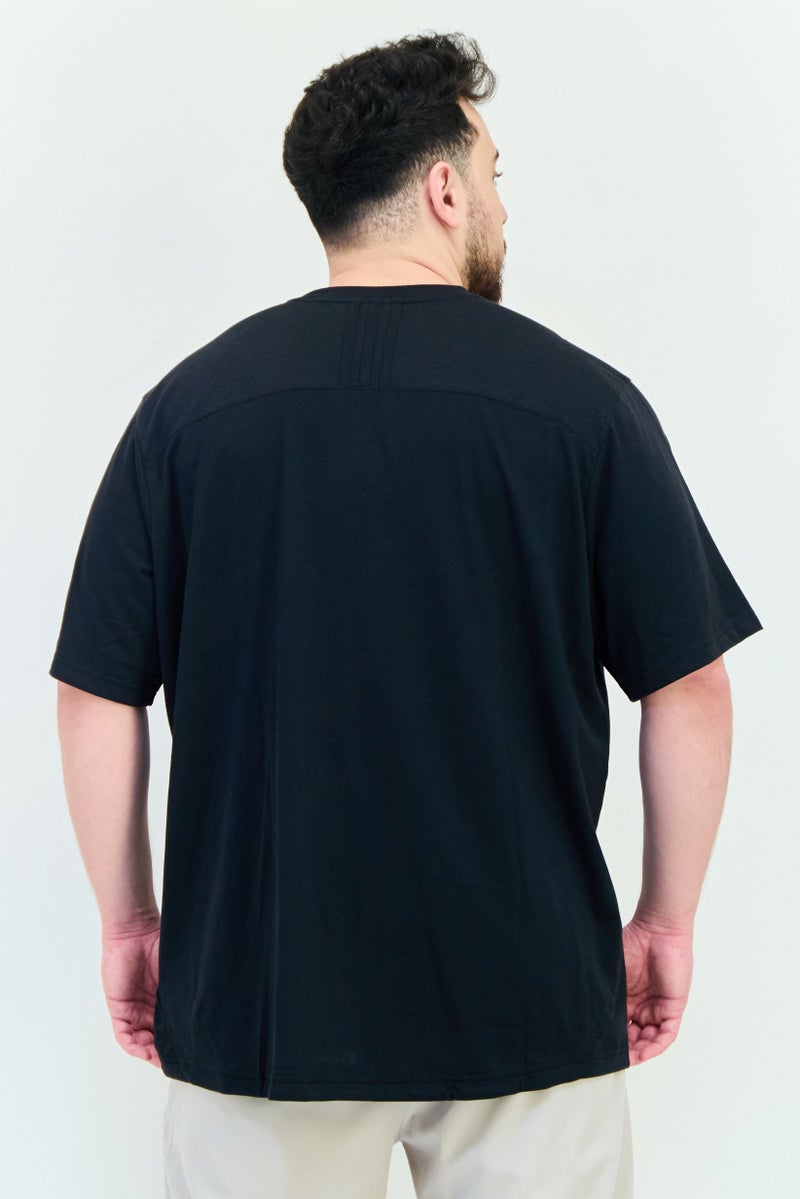 Adidas Men Sportswear Fit Brand Logo Short Sleeves Yoga T-Shirt, Black  - Image 3