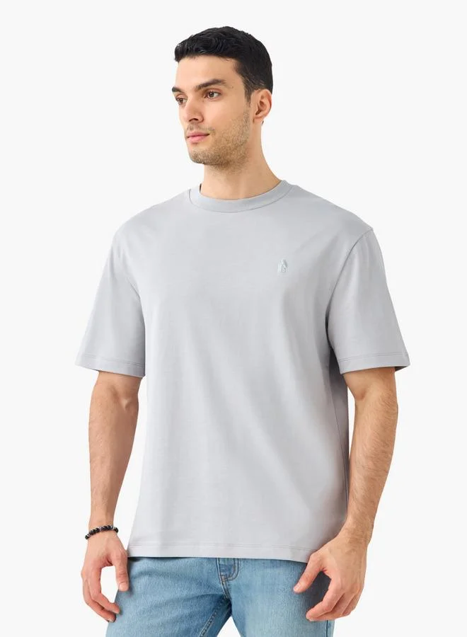 Emperor Logo Print Crew Neck T-shirt with Short Sleeves