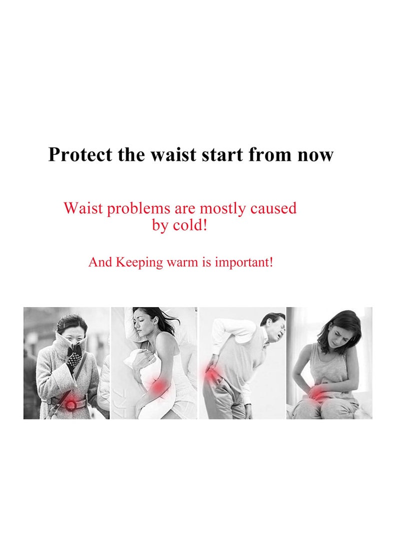 SOLARAE Dual Layers Thin Waist Kidney Warmer Bellyband Elastic Lower Back Stomach Belly Wrap Brace Seniors Thermal Lumbar Waist Abdomen Warmer Support for Cold Weather, Deep Grey - Image 3