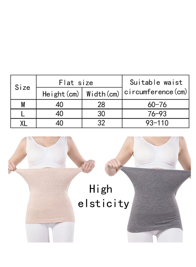 SOLARAE Dual Layers Thin Waist Kidney Warmer Bellyband Elastic Lower Back Stomach Belly Wrap Brace Seniors Thermal Lumbar Waist Abdomen Warmer Support for Cold Weather, Deep Grey - Image 2