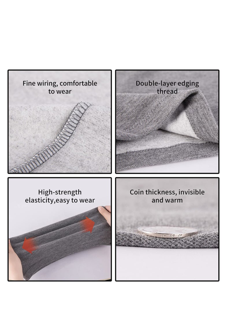 SOLARAE Dual Layers Thin Waist Kidney Warmer Bellyband Elastic Lower Back Stomach Belly Wrap Brace Seniors Thermal Lumbar Waist Abdomen Warmer Support for Cold Weather, Deep Grey - Image 4