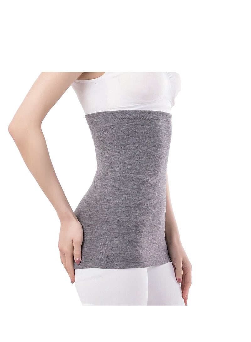 SOLARAE Dual Layers Thin Waist Kidney Warmer Bellyband Elastic Lower Back Stomach Belly Wrap Brace Seniors Thermal Lumbar Waist Abdomen Warmer Support for Cold Weather, Deep Grey - Image 1