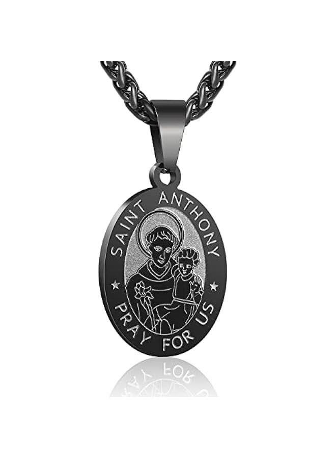 Arabest Saint St Michael/Christopher/Jude/Benedict/Joseph/Anthony Medal Necklace for Men Boys 24 In Religious gifts - Image 1