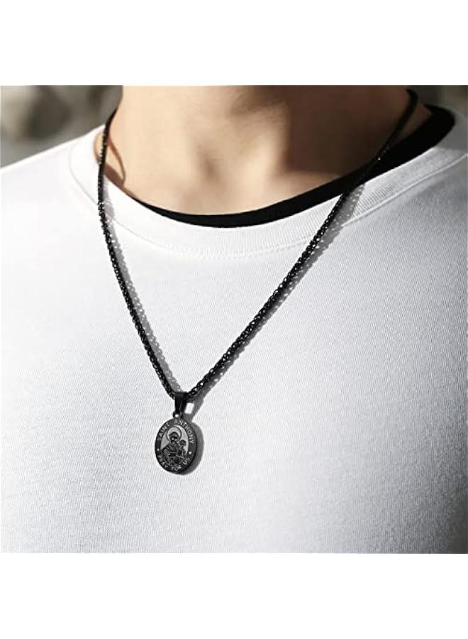 Arabest Saint St Michael/Christopher/Jude/Benedict/Joseph/Anthony Medal Necklace for Men Boys 24 In Religious gifts - Image 2