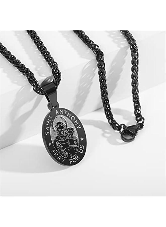 Arabest Saint St Michael/Christopher/Jude/Benedict/Joseph/Anthony Medal Necklace for Men Boys 24 In Religious gifts - Image 4