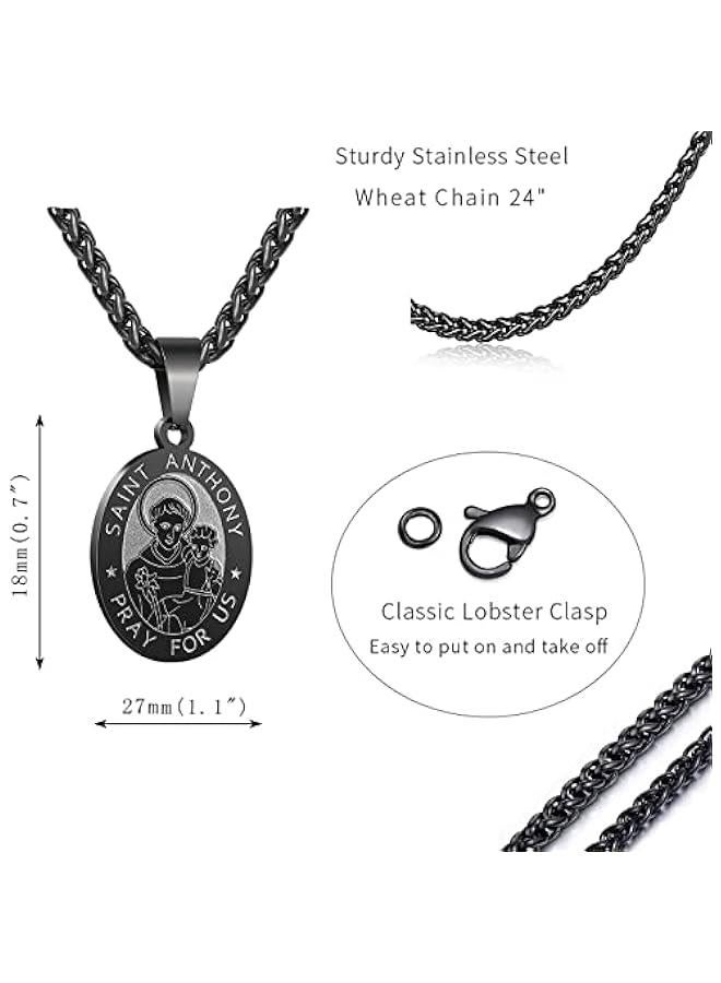 Arabest Saint St Michael/Christopher/Jude/Benedict/Joseph/Anthony Medal Necklace for Men Boys 24 In Religious gifts - Image 5