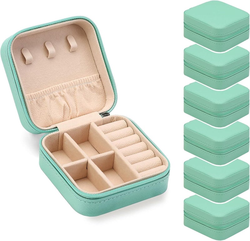 ZPROW Travel Jewelry Case, Mini Portable Jewelry Travel Boxes, Small Jewelry Organizer for Rings, Earrings, Pendants, Watches, Necklaces, Lipsticks Organizer Storage Holder Case (Cyan Blue-6packs) - Image 1
