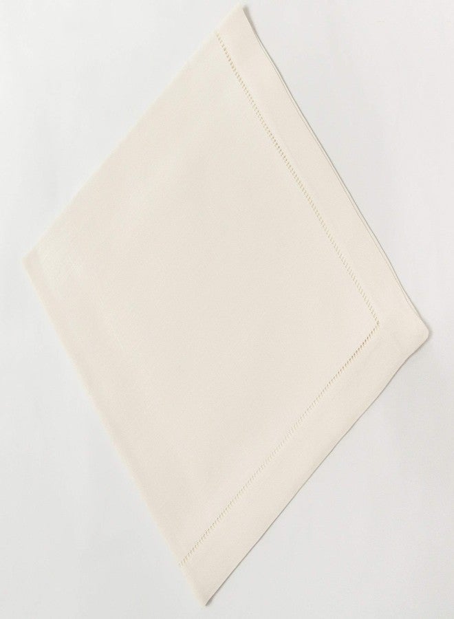 Minhcraft Ivory Linen Hem Stitch Dinner Napkins - Set of 6 20"x20"-Ladder hemstitch 100% Linen Cloth Napkins - Image 5
