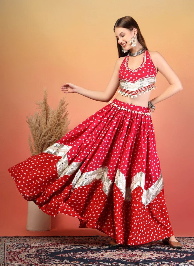 COTLAND FASHION Printed Gotta Patti Ready to Wear Lehenga With Choli - Image 1
