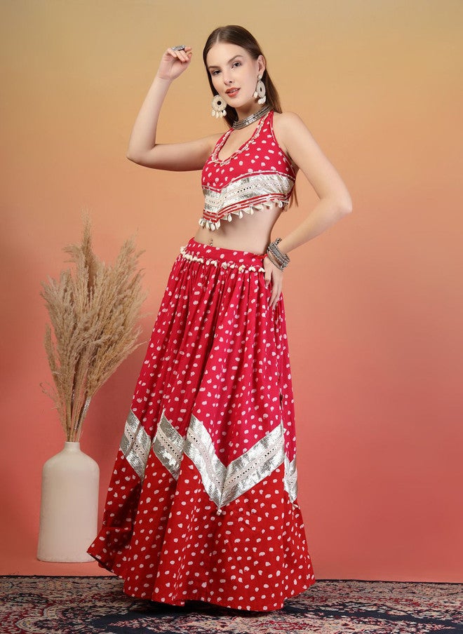 COTLAND FASHION Printed Gotta Patti Ready to Wear Lehenga With Choli - Image 4