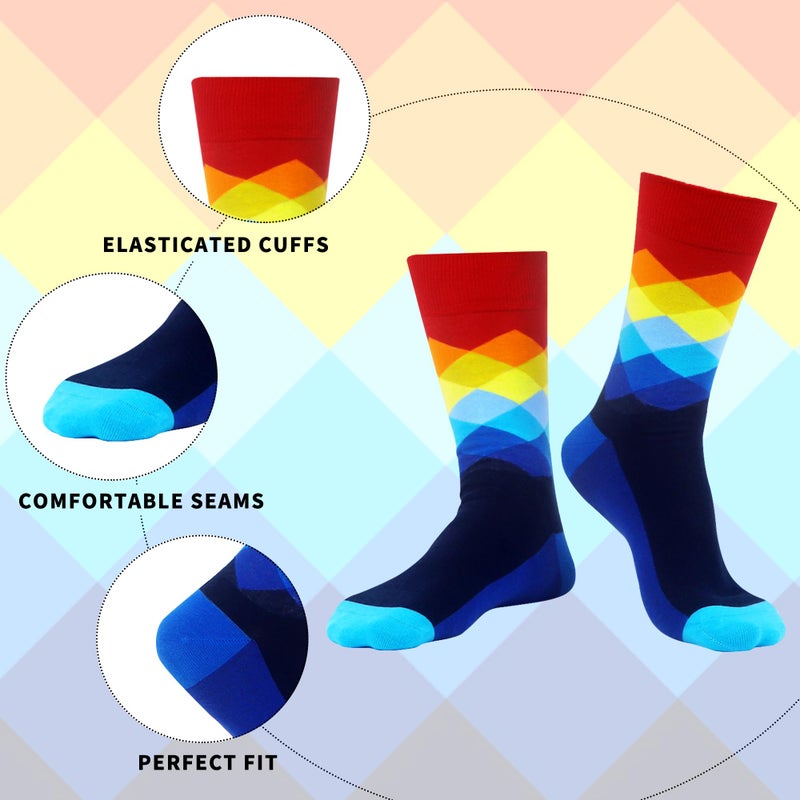 WeciBor Men's Dress Colorful Funny Cotton Crew Socks, 12 Pack Multicolor Geometry, Size 10-13 - Image 4