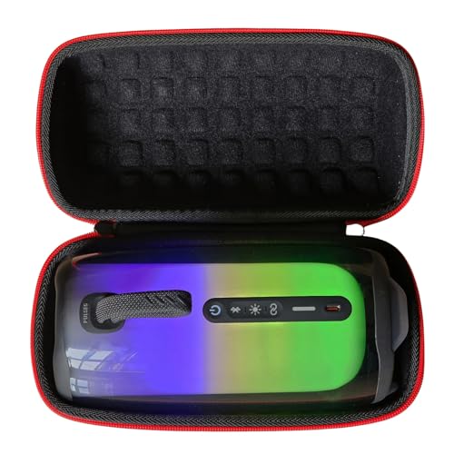Techzere EVA Case Compatible with Pulse 5 Bluetooth Speaker, Black & Red - Image 1