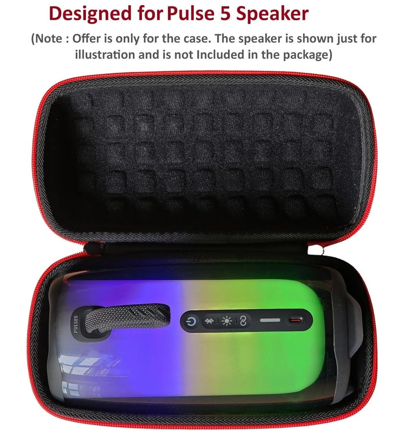 Techzere EVA Case Compatible with Pulse 5 Bluetooth Speaker, Black & Red - Image 2