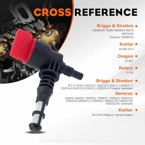 Hipa 192980GS Fuel Shut Off Valve Fuel Filter for 78299GS 80270GS Kohler 25 462 03-S Craftsman Snapper Troy-Bilt Portable Generator CH11 CH12.5 CH13 CH14 CH15 CH410 CH430 CH450 CH5 CH6 CV460 - Image 2