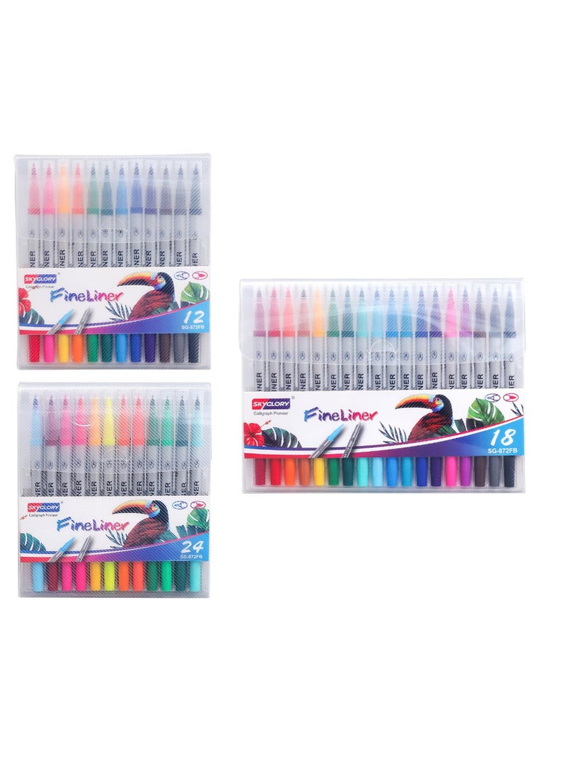 Excefore Multicolor Hook Line Pens Set, 24 Pack Watercolor Painting Pens Creative Stationery Student School Office Art Craft Supplies - Image 5