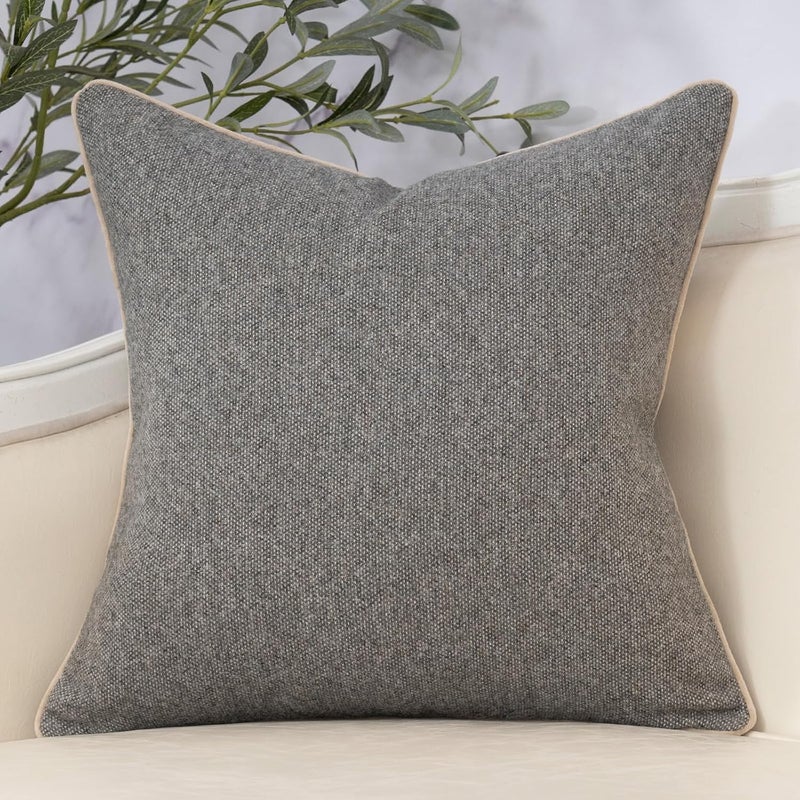 Yangest Neutral Floral Pillow Cover 24 x 24 Inches, Vintage Chenille Square Throw Pillow Cover Soft Decorative Farmhouse Accent Couch Pillow Cover for Living Room Bedroom, Grey - Image 2