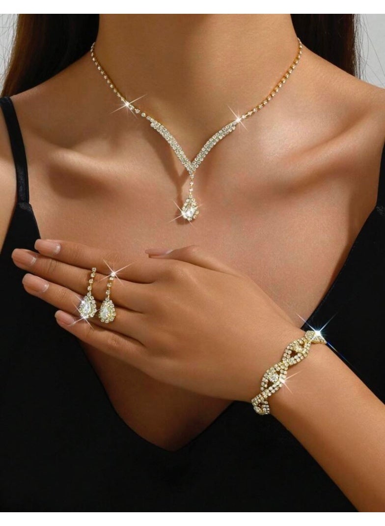 JewelryPalace Amazing Trendy Women's Zirconia Necklace And Earrings And Bracelet  Jewellery Set  - Image 2