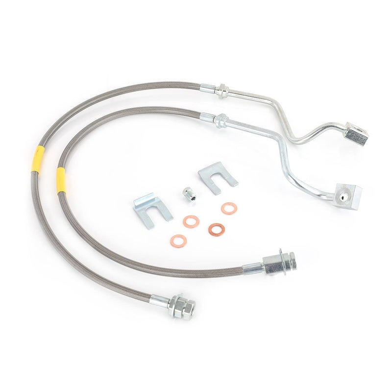 FAPO SHOCK Front Extended Stainless Steel Brake Lines Compatible with Ford F250 Super Duty 19992004 with Ford F350 Super Duty 19992004 48 Lift - Image 2