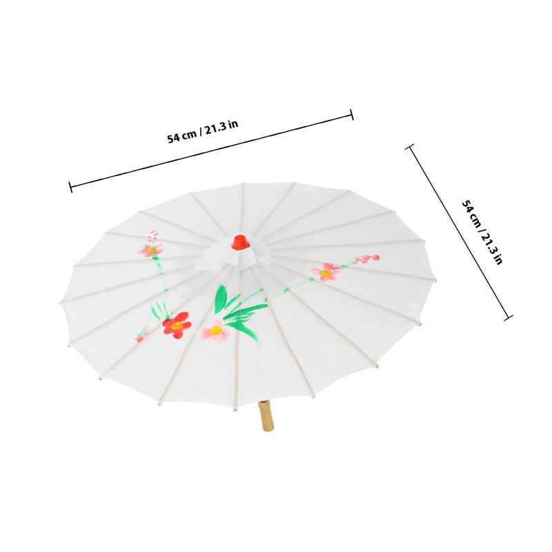 Silk Parasol Umbrella Chinese Japanese Style Craft Umbrella Prop for Bride Bridemaid (White) - Image 2