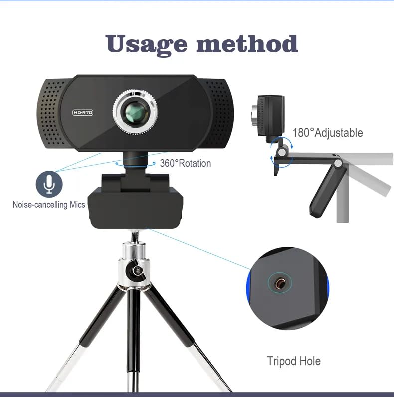 TECHNOVIEW Full HD Web Camera for Computer, Laptop, 1080p 30 FPS Webcam with Built-in Mics, Manual Focus, 2.1 Megapixel CMOS Camera, Ultra Lens, 360� Rotation, Flexible Mount (Black) - Image 5