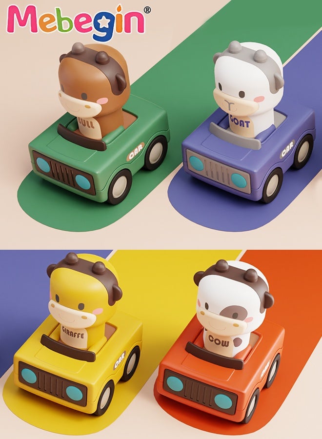 ميبيجين 4 قطع من ألعاب السيارات Press to Go، سيارات سباق حيوانات رائعة، مجموعة ألعاب سيارات للأطفال الرضع، ألعاب سيارات احتكاك للأطفال الصغار، هدية مثالية للأطفال الصغار، 9*6.5*10.5 سم - Image 2