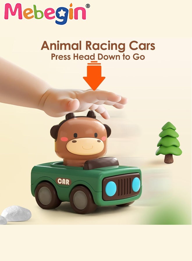 ميبيجين 4 قطع من ألعاب السيارات Press to Go، سيارات سباق حيوانات رائعة، مجموعة ألعاب سيارات للأطفال الرضع، ألعاب سيارات احتكاك للأطفال الصغار، هدية مثالية للأطفال الصغار، 9*6.5*10.5 سم - Image 3