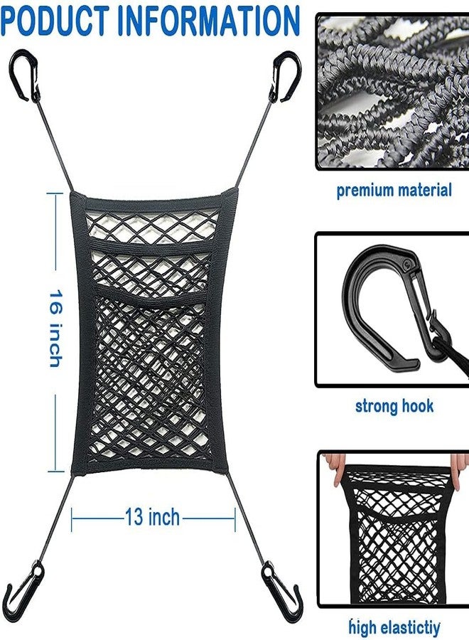 Cannonfish 3-Layer Car Mesh Organizer, Seat Back Net Bag, Barrier of Backseat Pet Kids, Cargo Tissue Purse Holder, Driver Storage Netting Pouch（Upgrade Stretch Length） - Image 2
