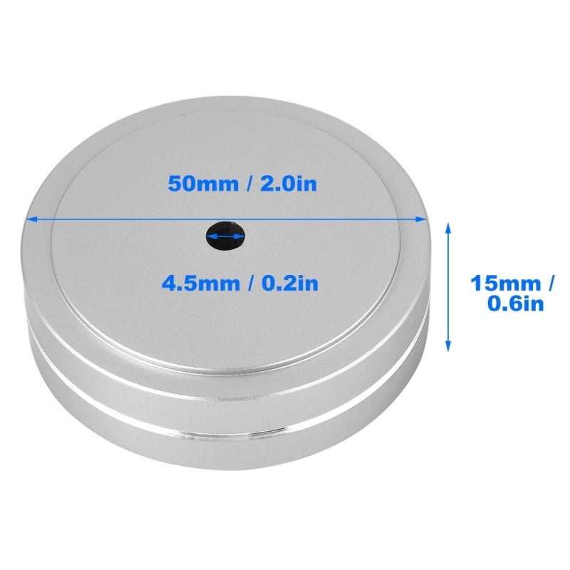 Speaker Feet Silver Aluminum Alloy - Durable Gold-plated Surface With Detachable Damping Ring, Shock Absorber Anti-slip Rubber for HIFI Audio Amplifier - Image 2
