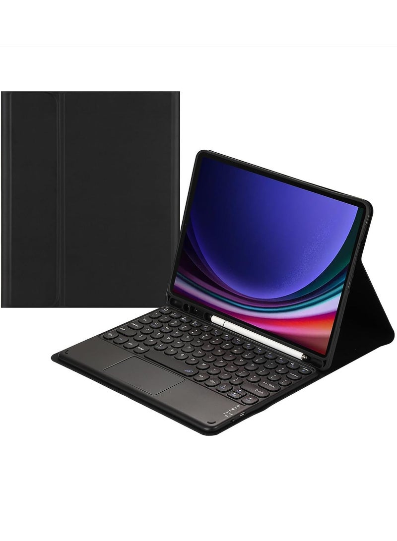 نيو حافظة لوحة مفاتيح ذكية مع لوحة لمس لجهاز سامسونج جالاكسي تاب S10 ألترا - ثنائية اللغة (إنجليزي/عربي)، تصميم نحيف واقٍ - أسود - Image 2