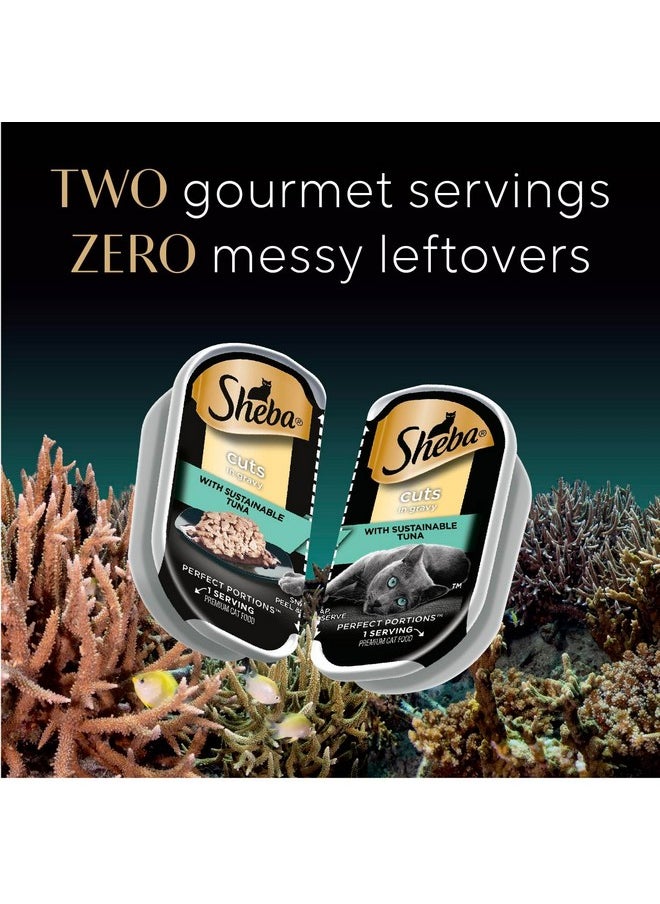 Sheba Perfect Portions Cuts In Gravy Wet Cat Food Trays (24 Count, 48 Servings), Salmon, Trout, And Sustainable Tuna Entrée Variety Pack, Easy Peel TwinPack Trays  - Image 3