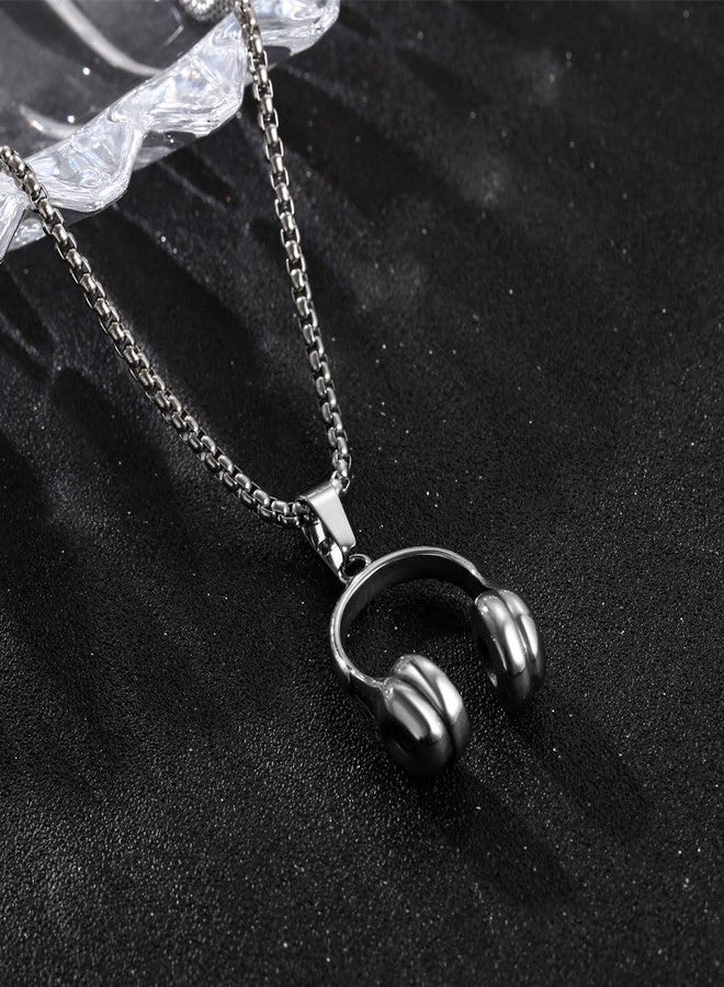 SHAHEEBA Stainless Steel Headphone Pendant Necklace for Men and Boys | Music Lover Jewelry | Stylish Hip-Hop Streetwear Chain - Image 3