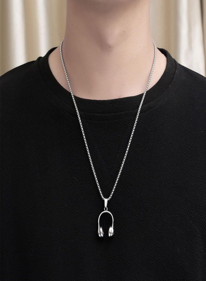 SHAHEEBA Stainless Steel Headphone Pendant Necklace for Men and Boys | Music Lover Jewelry | Stylish Hip-Hop Streetwear Chain - Image 2