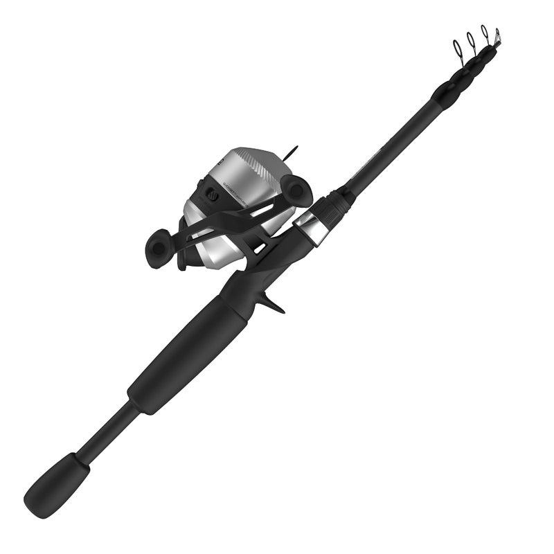 Zebco 33 Spincast Reel and Telescopic Fishing Rod Combo, Extendable 22.5-Inch to 6-Foot E-Glass Fishing Pole, Size 30 Reel, Quickset Anti-Reverse Fishing Reel with Bite Alert, Silver/Black - Image 1