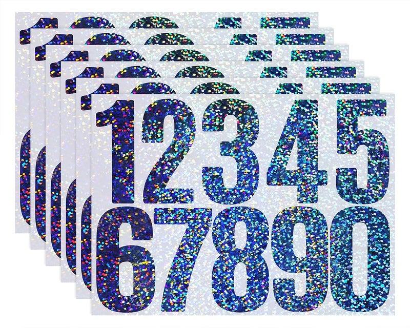 ONLYKXY 6sheet 0-9 Vinyl Glitter Mailbox Number Sticker Waterproof 3in Space Decal Organizing Labble Tag for Window Door Car Sign Storage Package Box Bin Can Home Business Yard Address (Silver) - Image 1