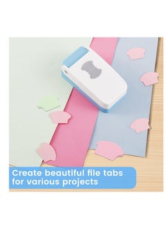 Excefore Tab Punch, Portable Tab Paper Punch, DIY Index Tabs Puncher, Loose Leaf Separator Tab Craft Punch, Multifunctional Tag Puncher for Scrapbooking Cards, Classification File, Blue  - Image 3