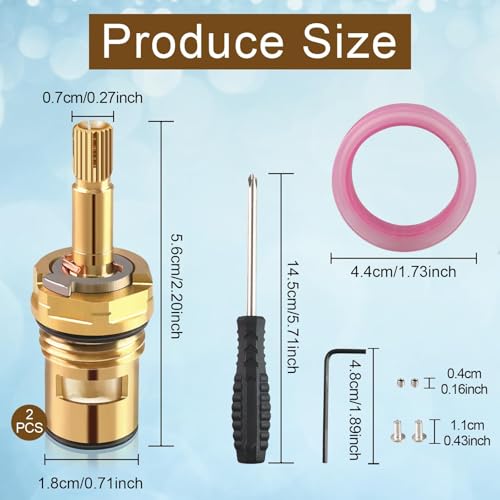 Waldeinsamkeit 2 Sets Faucet Valves Faucet Cartridge with American Standard 994053-0070a or 994053-0070a/H Bathroom Kitchen Bathtub Faucet Stem Replacement Brass 4z-24h Hot and Cold Replacement Stem - Image 2